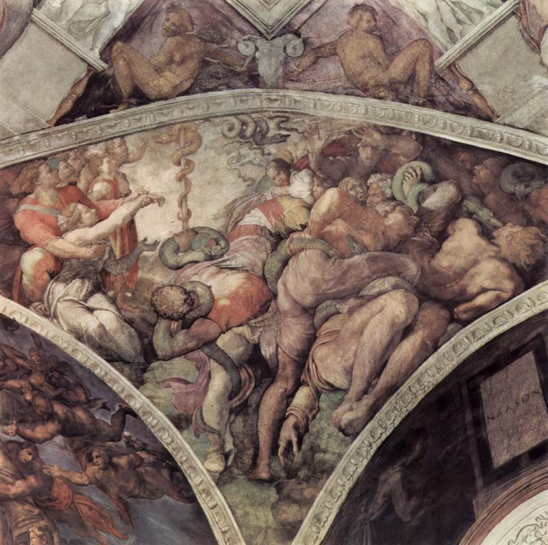 La serpiente de bronce pechina de la Capilla Sixtina Michelangelo