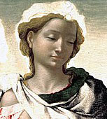 Detalle de la Madonna de Manchester de Michelangelo Buonarroti